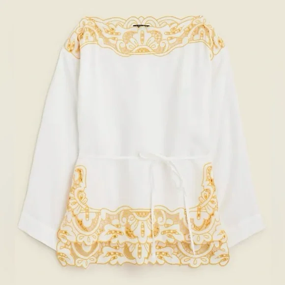 J.Crew Cutwork tunic top in linen in white - Picture 5 of 8